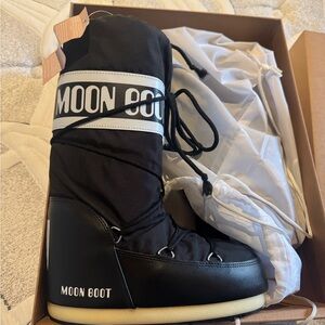 Moon Boot Classic Black and White Snow Boots